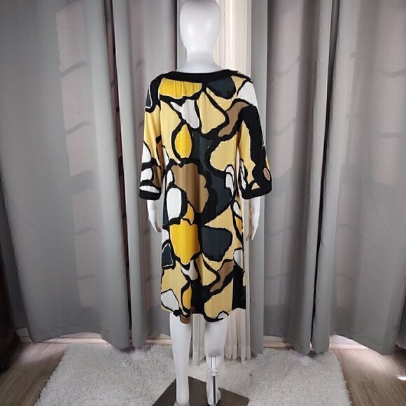 Chico's Multi Color Pebble Print Keyhole Front Scoop Neck Jersey Size 1 = US 8 - Picture 3 of 12